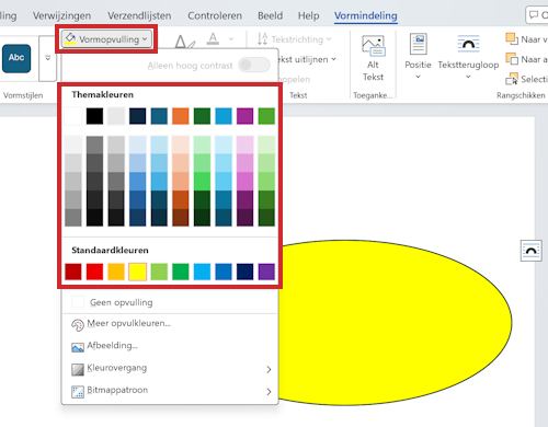 Vormen kleur geven in Word